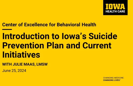 Introduction to Iowa’s Suicide Prevention Plan and Current Statistics